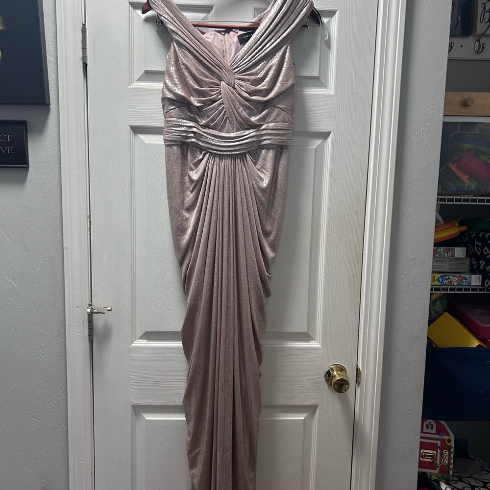 Tadashi Shoji Metallic Pink Maxi Dress